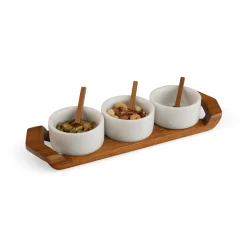 Chevron Condiment Tray W/ Spoons*Nambé
