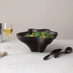Oceana Coral Salad Bowl W/ Servers - Espresso*Nambé Sale